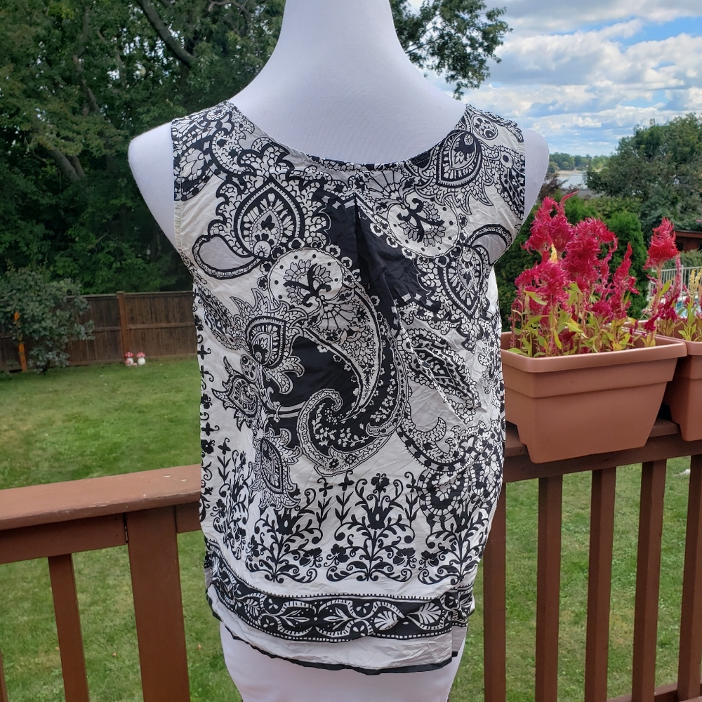 ++ SILK Pasley Black and White Cami Tank Blouse THE LTD Sz S - Picture 5 of 13